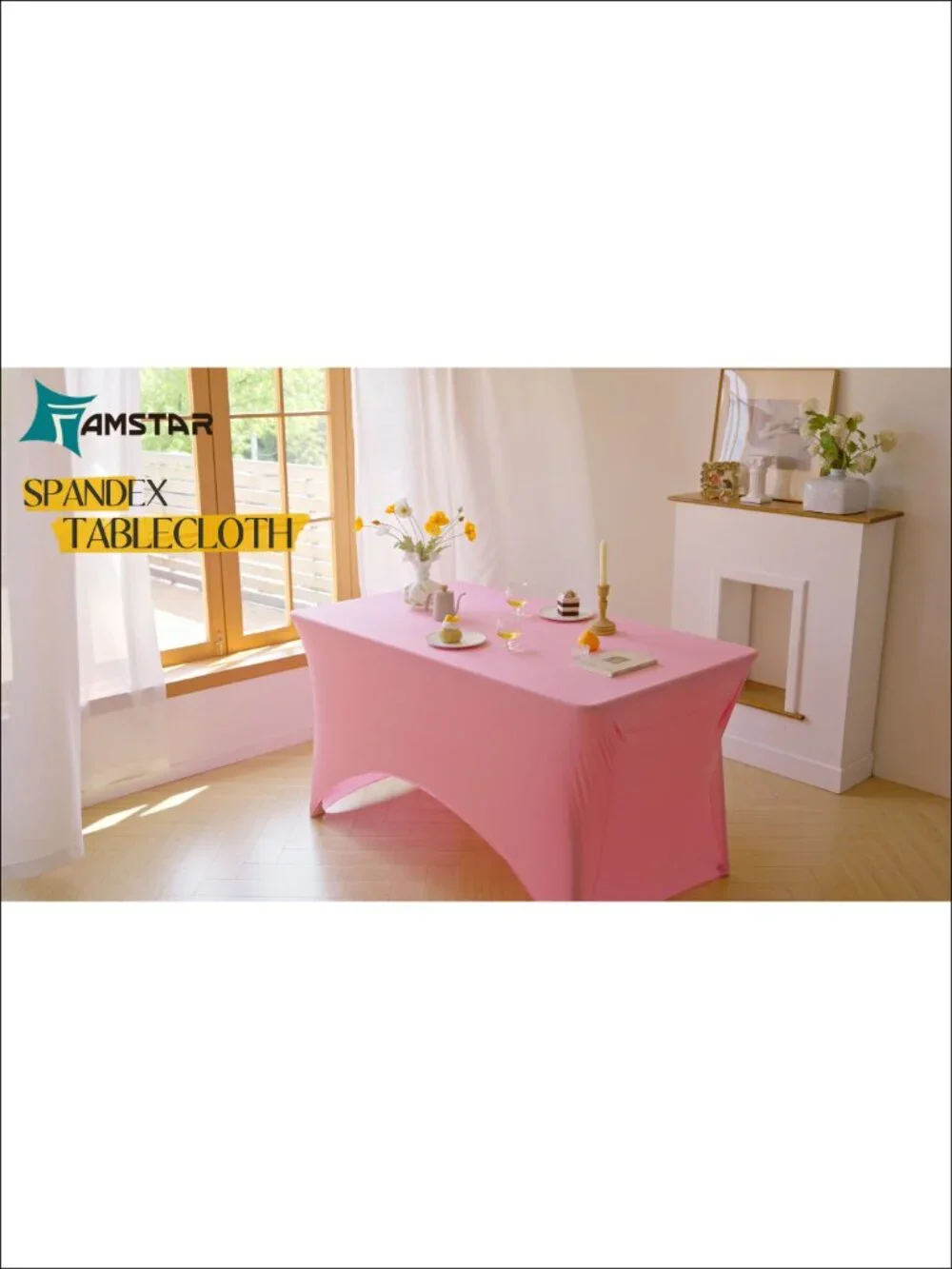 Spandex Tablecloth 2 Pack 6FT Fitted Rectangular Stretch Washable Wrinkle Free